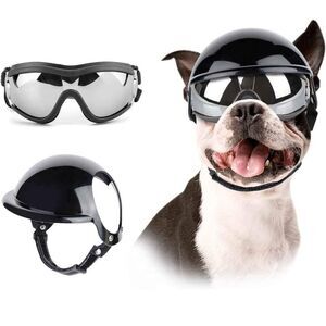 Dog Helmet and Sunglasses for Medium-Large Dogs, UV Protection Dog Glasses
